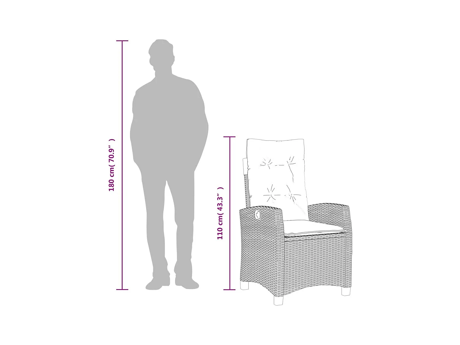 Garden Furniture -  Ensemble à manger de jardin et coussins 5 pcs gris clair rotin