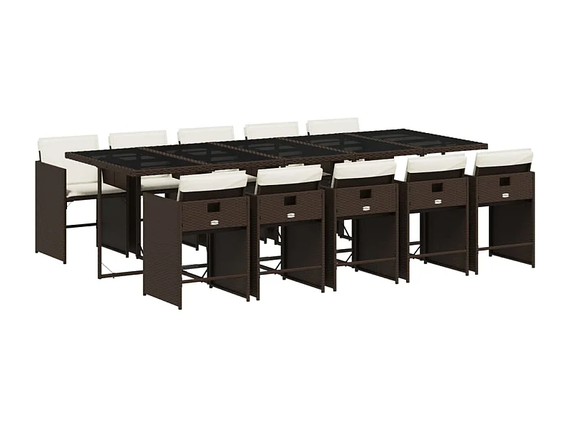 Zele  11-delige Tuinset met kussens poly rattan bruin