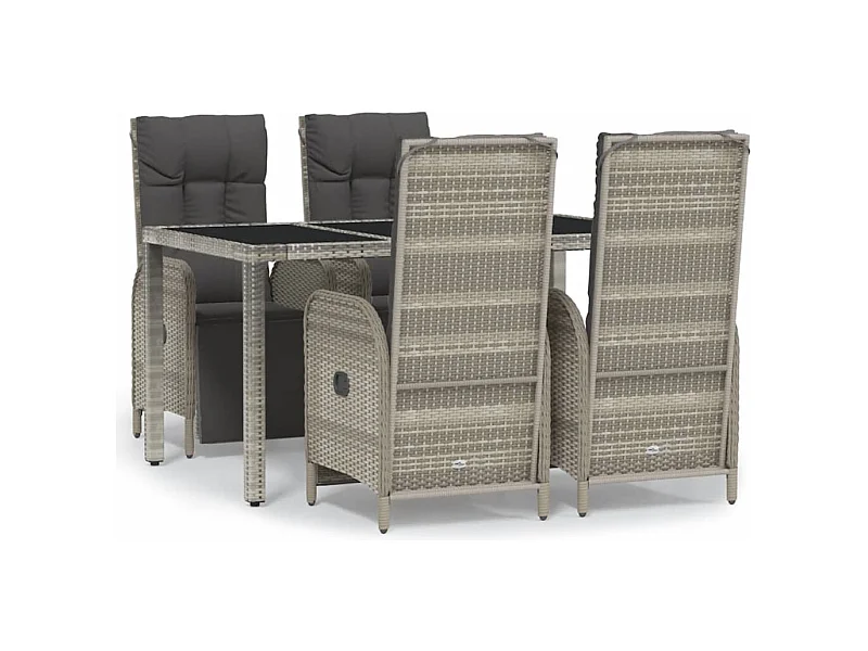 Piero  5-delige Tuinset met kussens poly rattan grijs