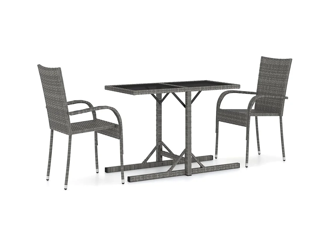 Hilnor  Ensemble à manger de jardin 3 pcs Gris