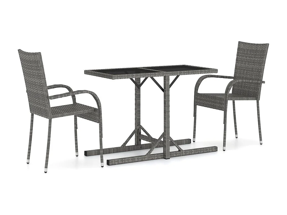 Hilnor  Ensemble à manger de jardin 3 pcs Gris