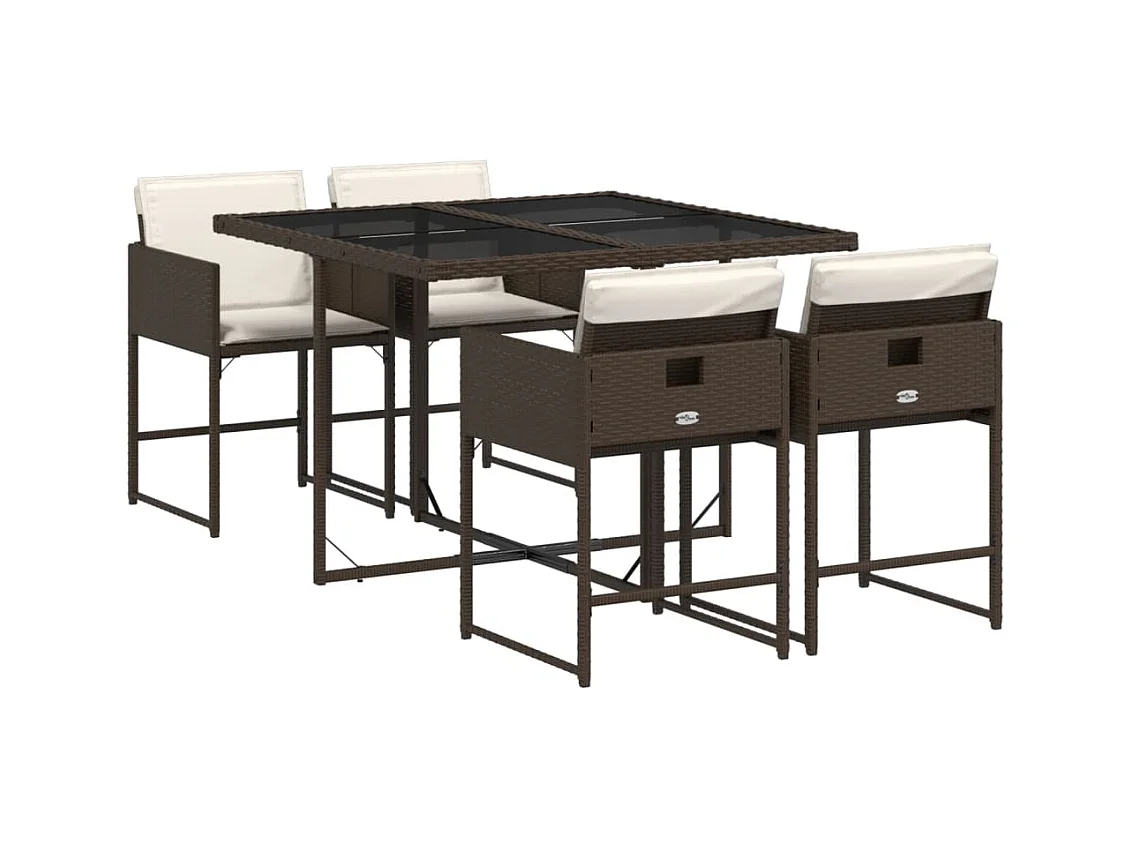 Sener  5-delige Tuinset met kussens poly rattan bruin