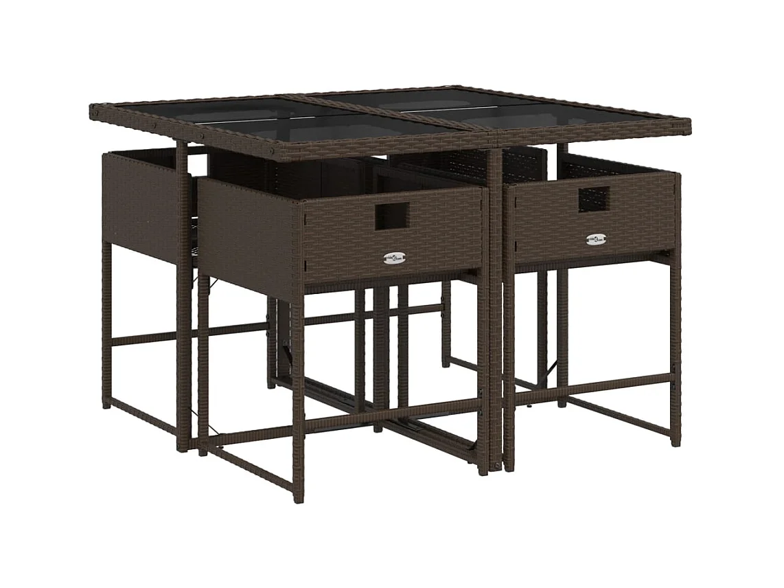 Sener  5-delige Tuinset met kussens poly rattan bruin