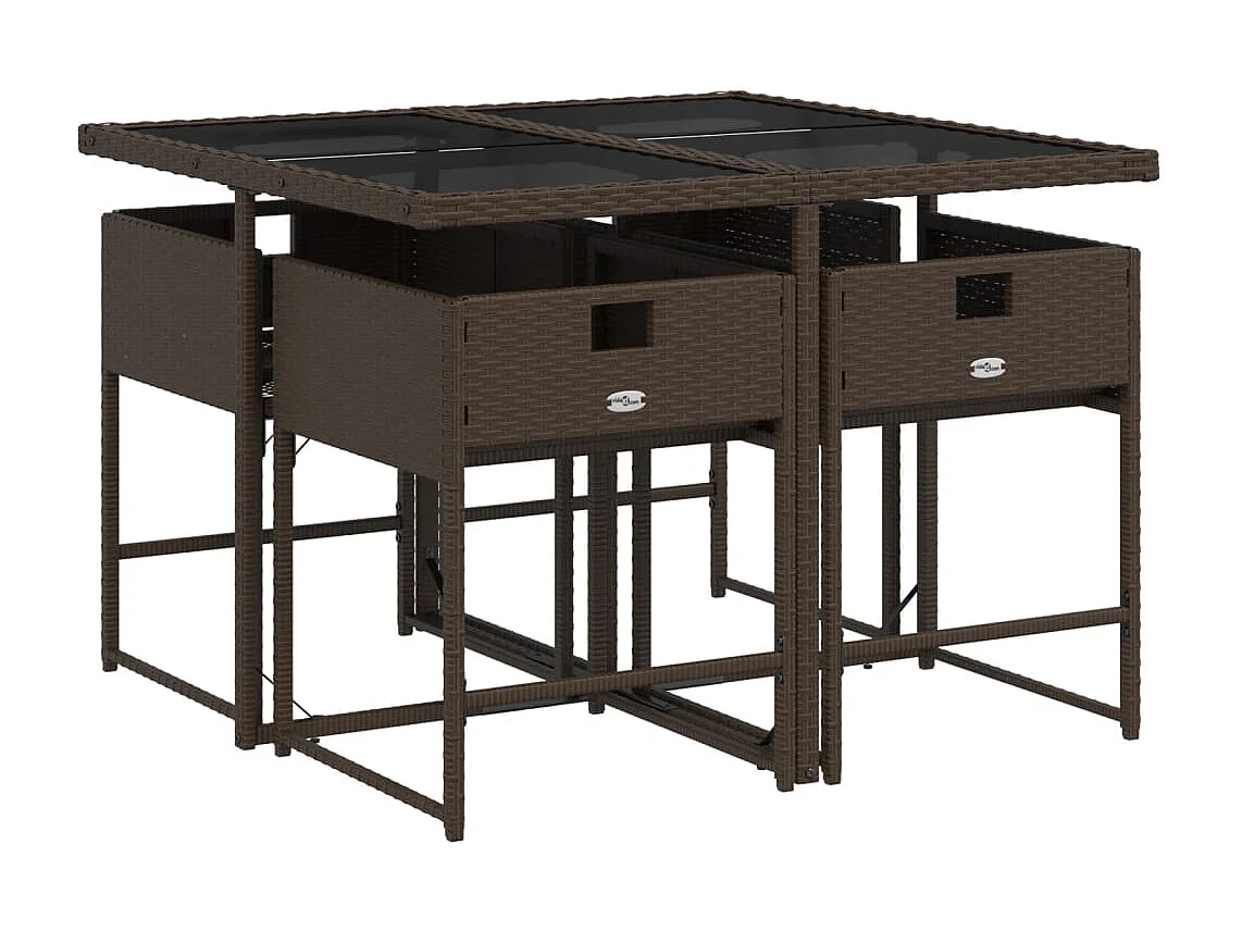 Sener  5-delige Tuinset met kussens poly rattan bruin