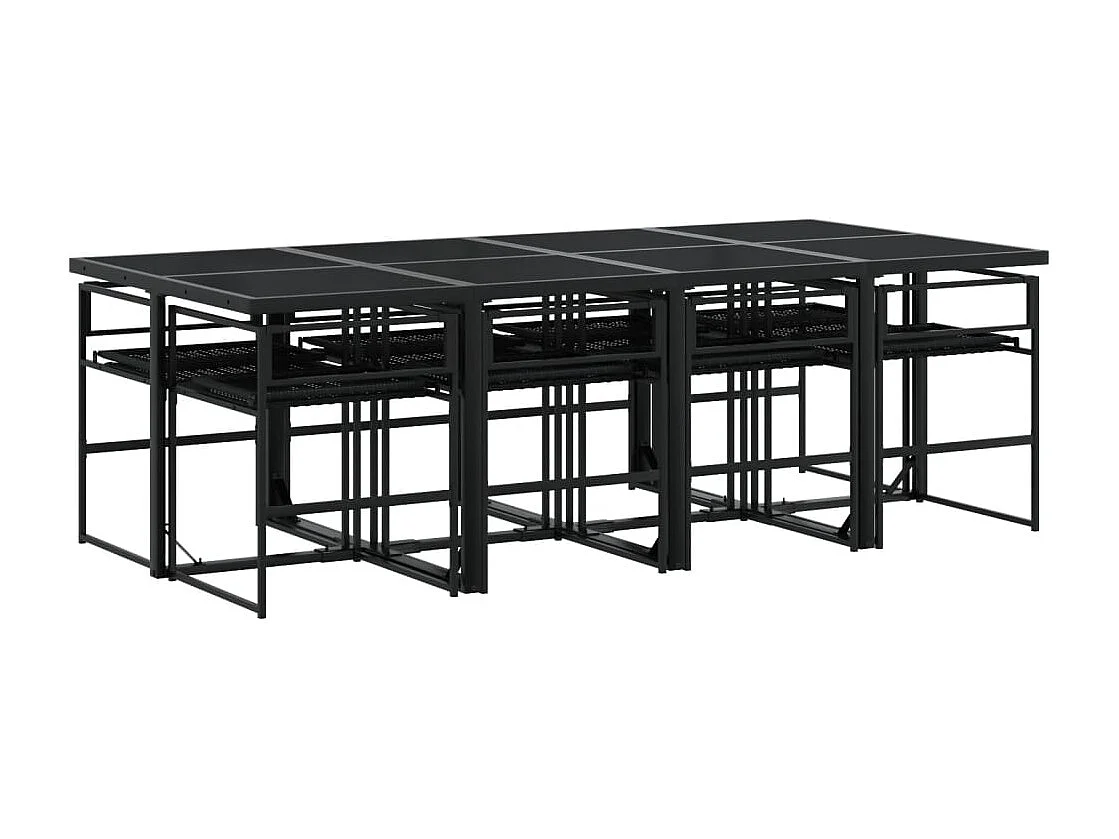 Antwerp  Ensemble à manger de jardin 9pcs coussins noir résine tressée