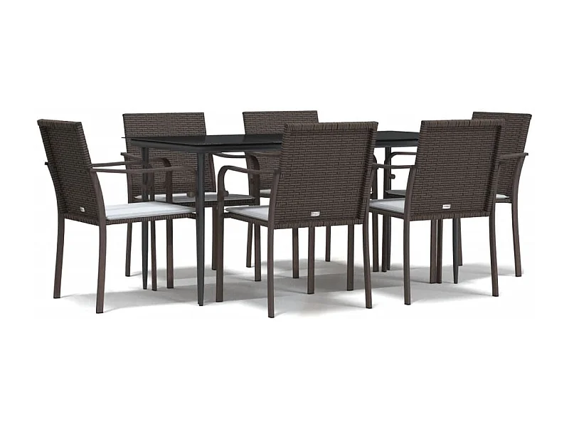 Tholen  7-delige Tuinset met kussens poly rattan en staal