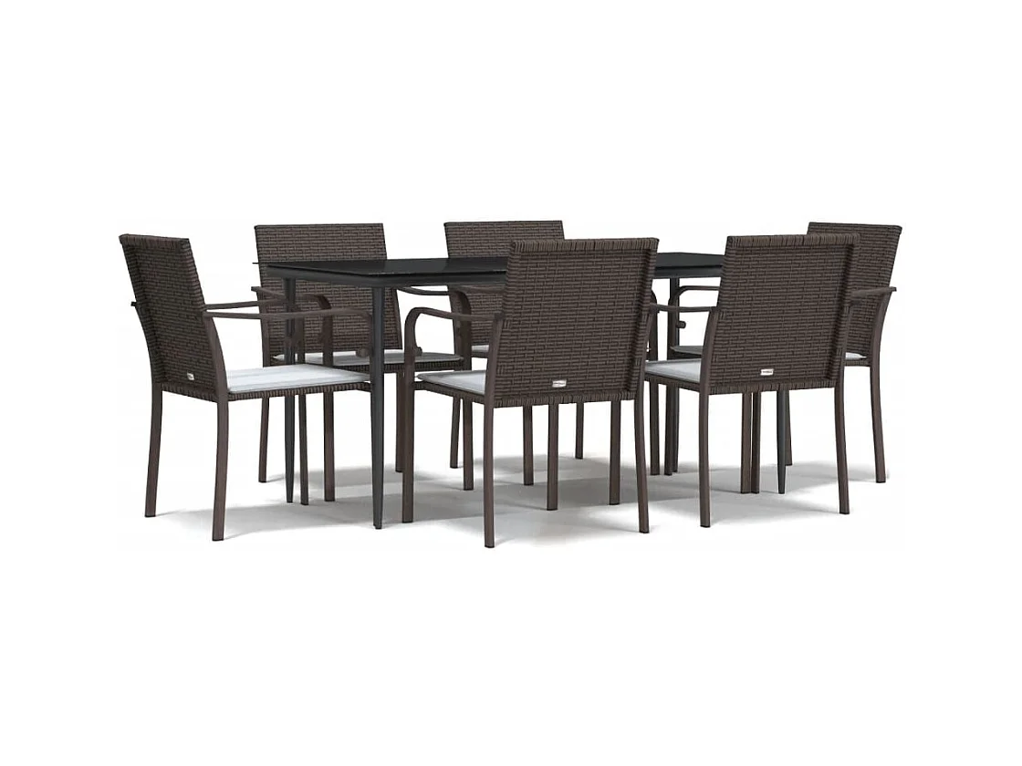 Tholen  7-delige Tuinset met kussens poly rattan en staal