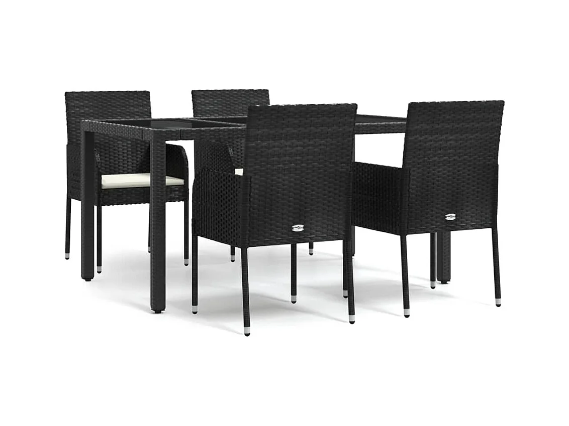 Cotati  Ensemble à manger de jardin coussins 5pcs Noir Résine tressée