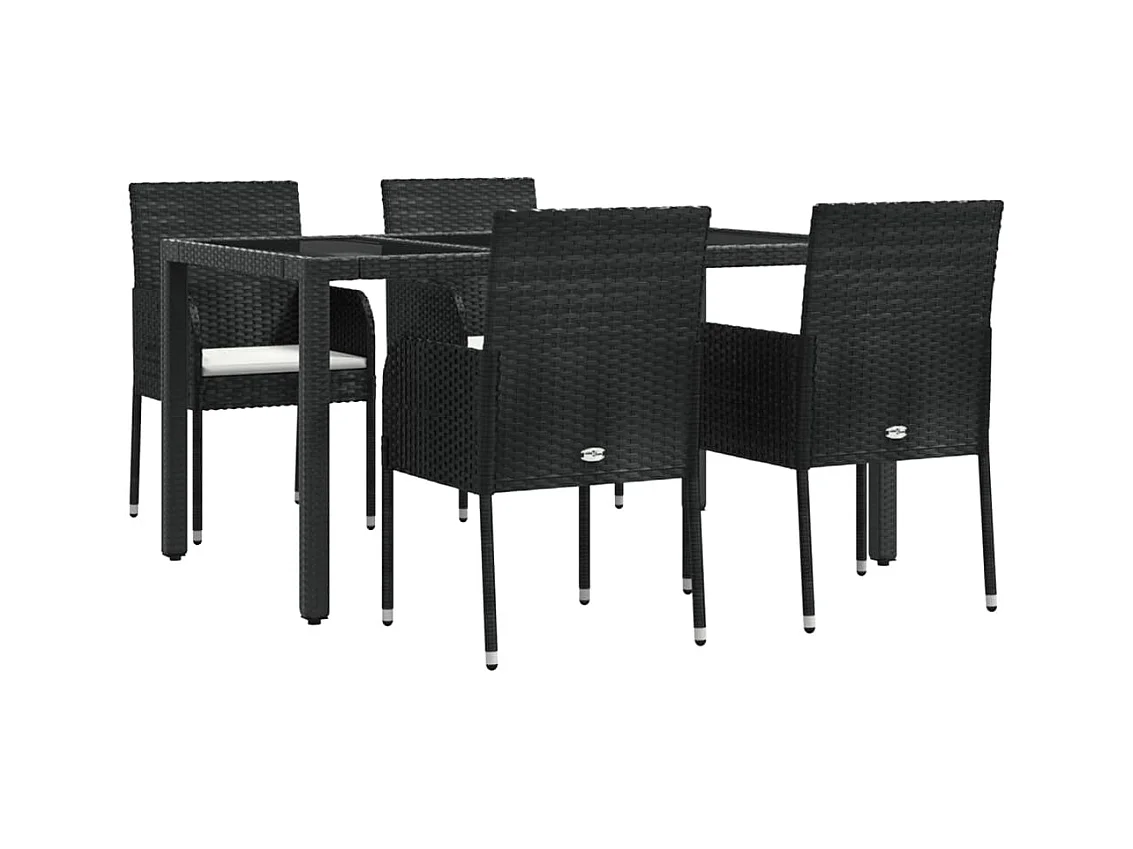 Cotati  Ensemble à manger de jardin coussins 5pcs Noir Résine tressée