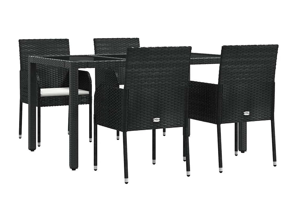 Cotati  Ensemble à manger de jardin coussins 5pcs Noir Résine tressée