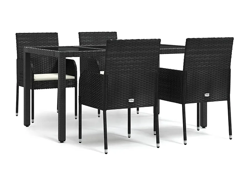 Cotati  5-delige Tuinset met kussens poly rattan zwart