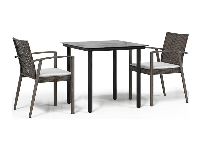 Ephrata  Ensemble à manger de jardin 3 pcs coussins résine tressée acier