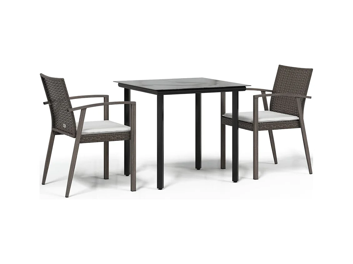 Ephrata  Ensemble à manger de jardin 3 pcs coussins résine tressée acier