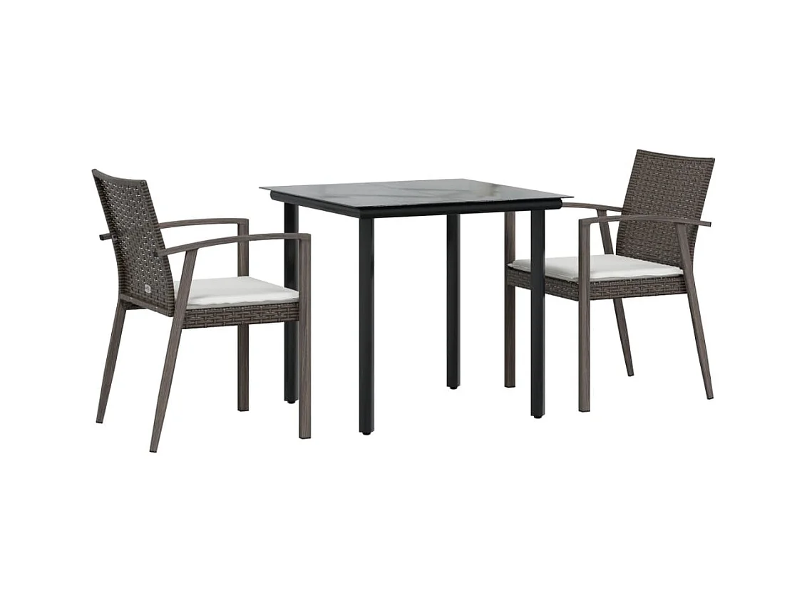 Ephrata  Ensemble à manger de jardin 3 pcs coussins résine tressée acier