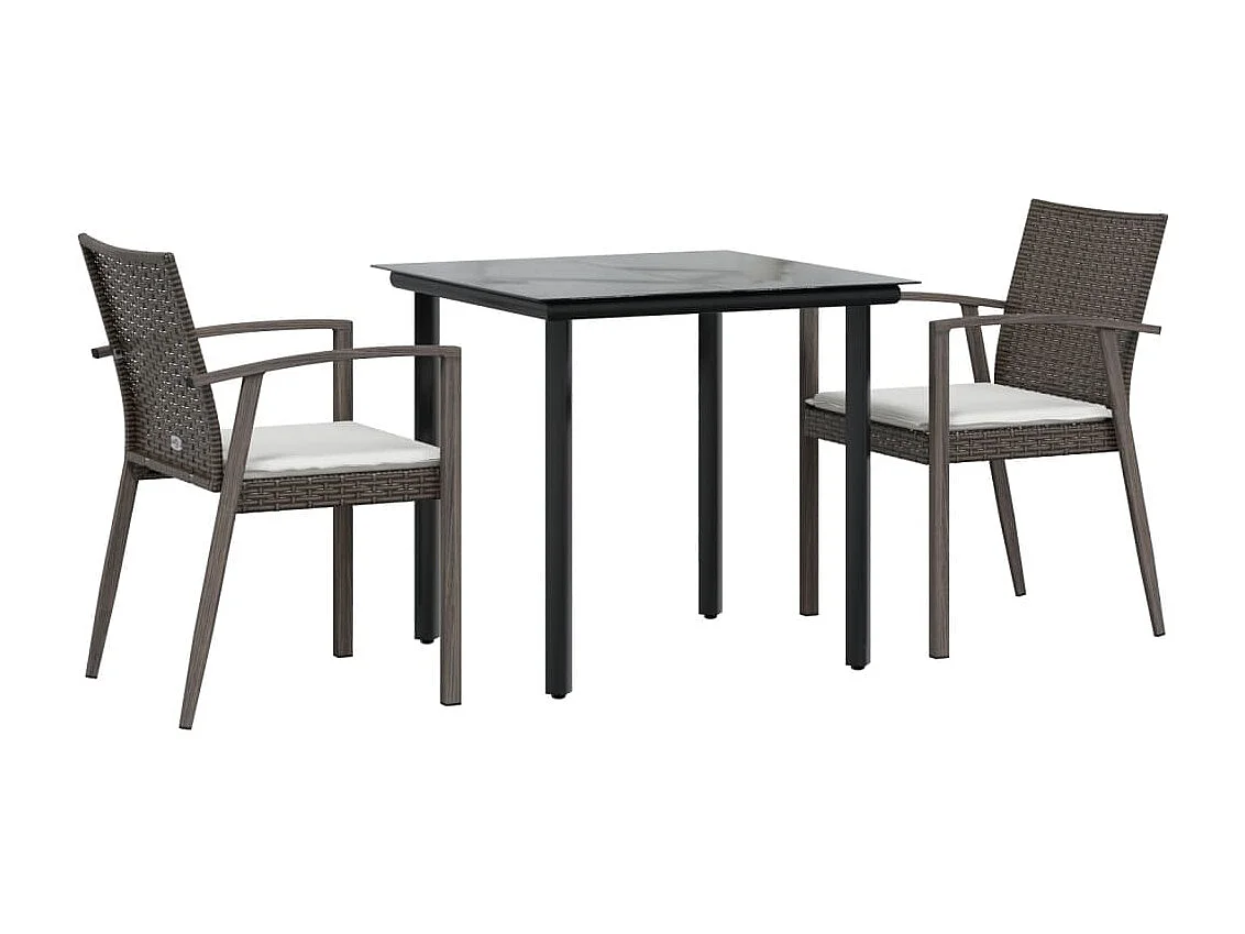 Ephrata  Ensemble à manger de jardin 3 pcs coussins résine tressée acier