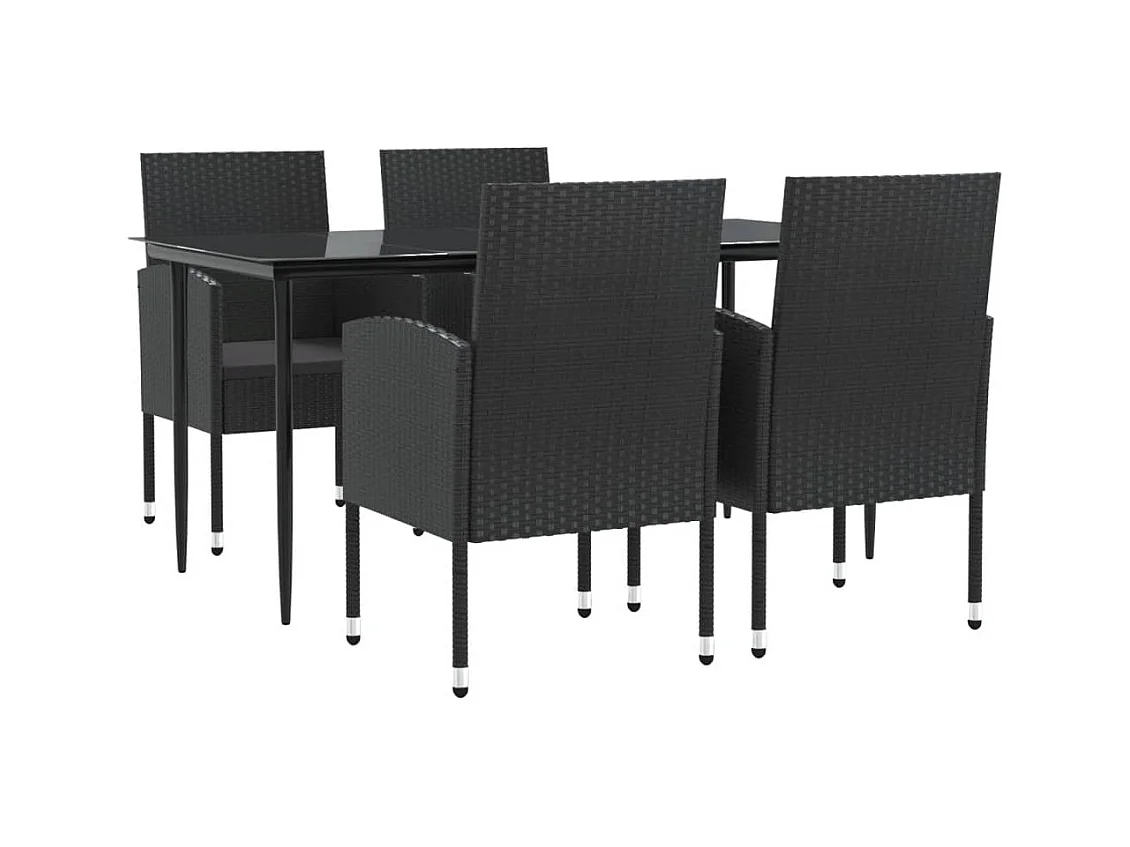 Lystrup  Juego de comedor de jardín 5 pzas ratán sintético y acero negro