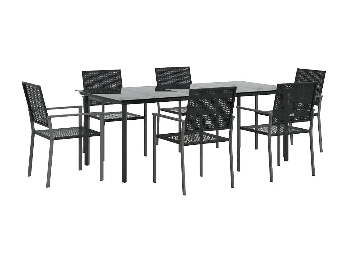 Timothy Scott  Ensemble à manger de jardin 7 pcs résine tressée acier