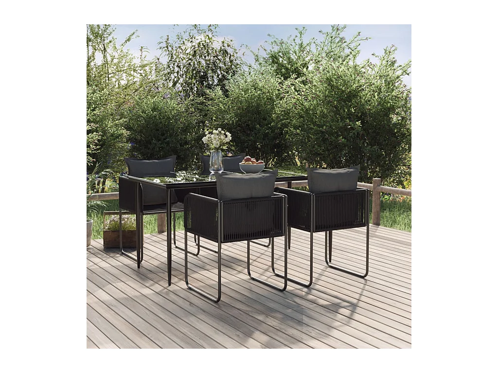 Azzedine  Ensemble à manger de jardin 5 pcs Noir