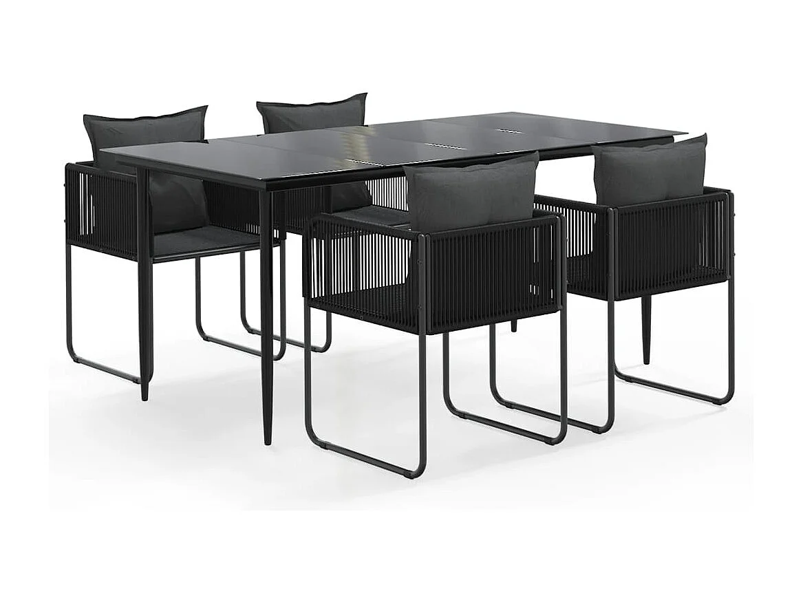 Azzedine  Ensemble à manger de jardin 5 pcs Noir