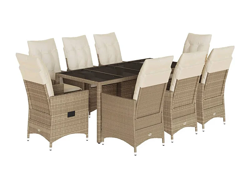 Colonial Pine Hills  9-delige Tuinset met kussens poly rattan beige