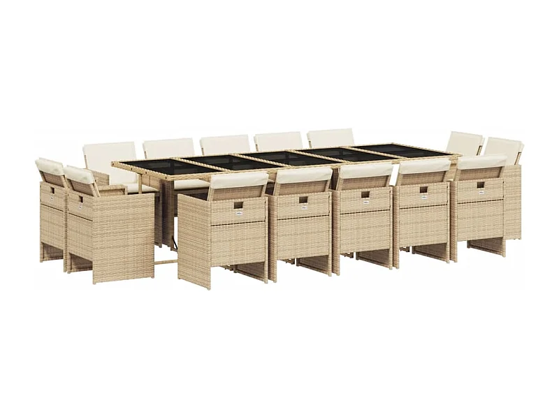 Jeroen  15-delige Tuinset met kussens poly rattan beige