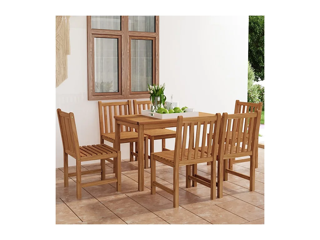 Garden Furniture -  Conjunto de comedor de jardín de 7 piezas, 120 x 70 cm, madera maciza de teca