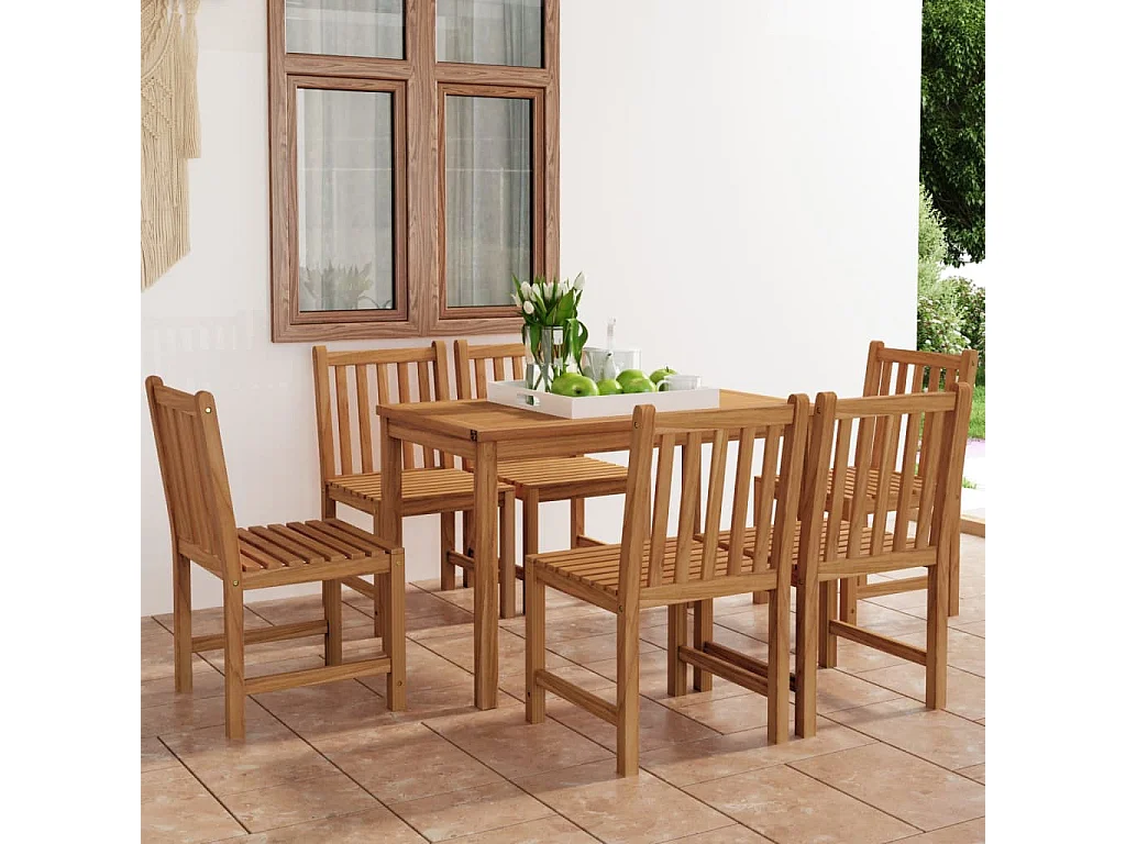 Garden Furniture -  Ensemble de salle à manger de jardin 7 pièces 120 x 70 cm en bois de teck massif