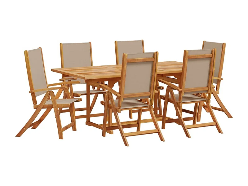 Yljo  Juego comedor de jardín 7 pzas madera maciza acacia y textileno