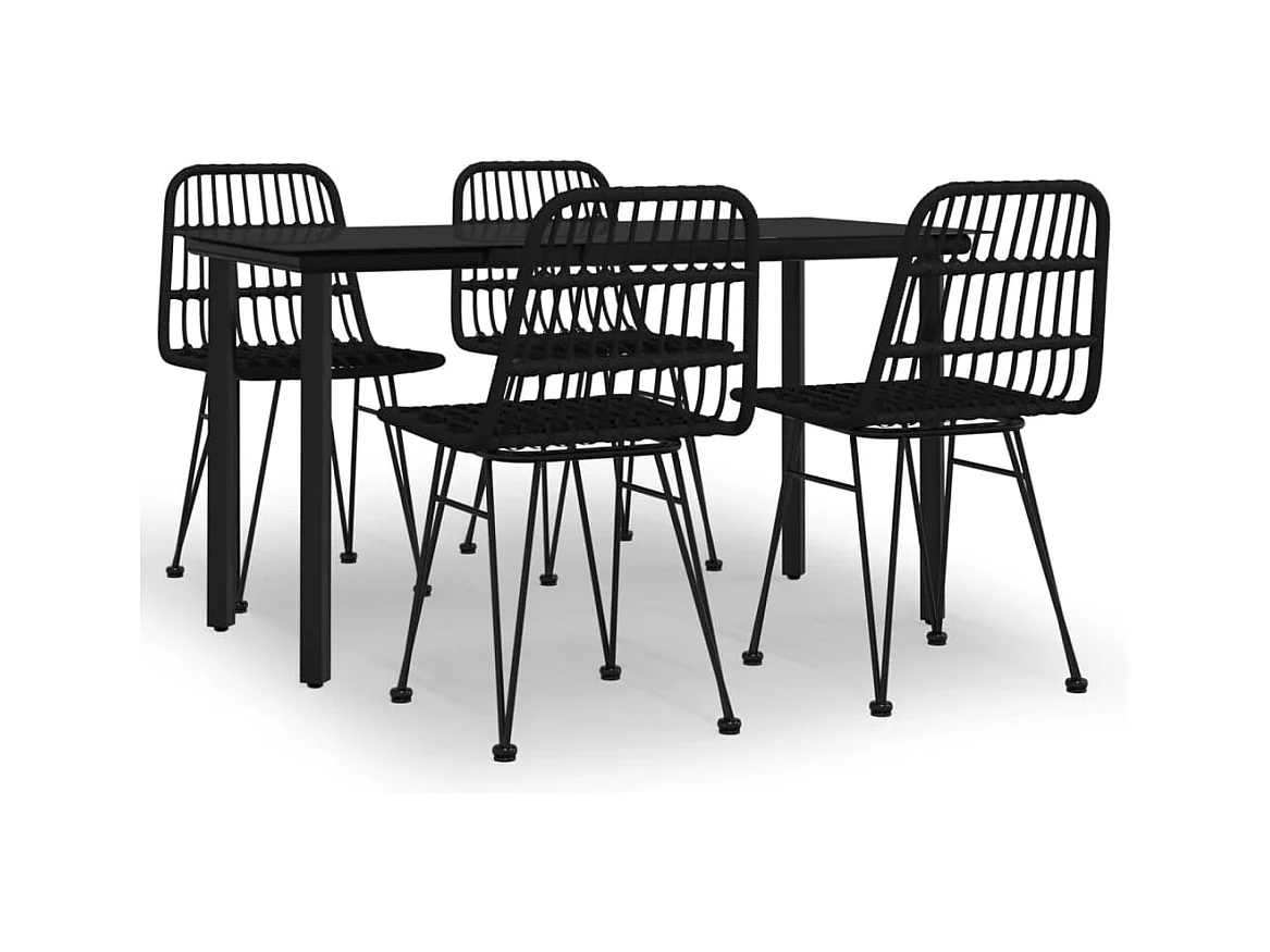 Ballyhaise  Juego de comedor de jardín 5 piezas ratán sintético negro