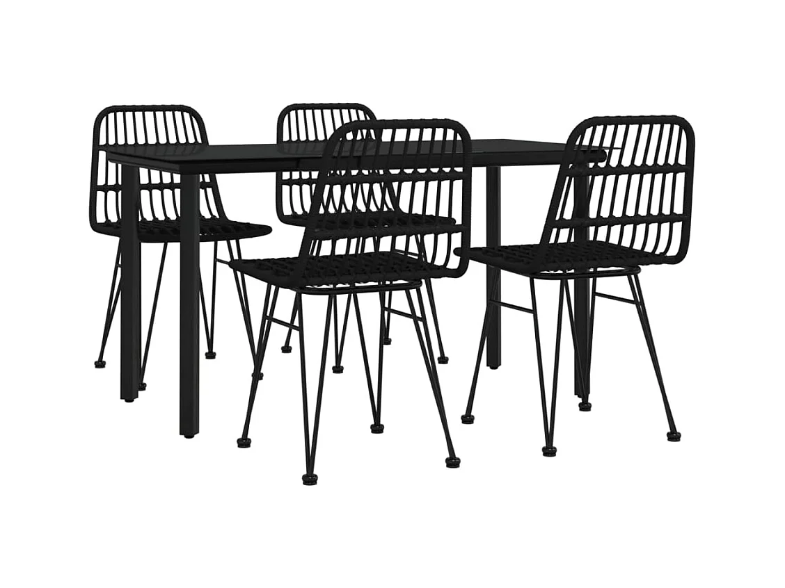 Ballyhaise  Juego de comedor de jardín 5 piezas ratán sintético negro
