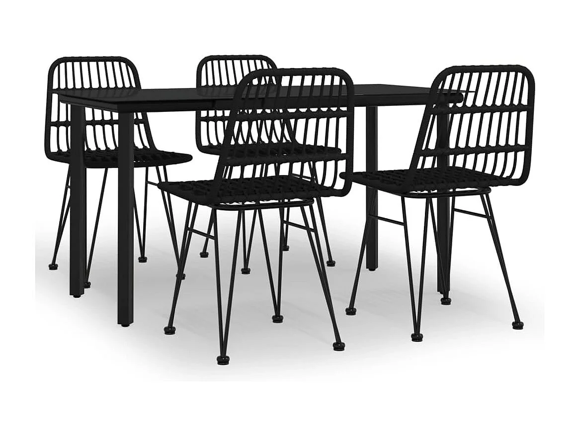 Ballyhaise  Ensemble à manger de jardin 5 pcs Noir Résine tressée