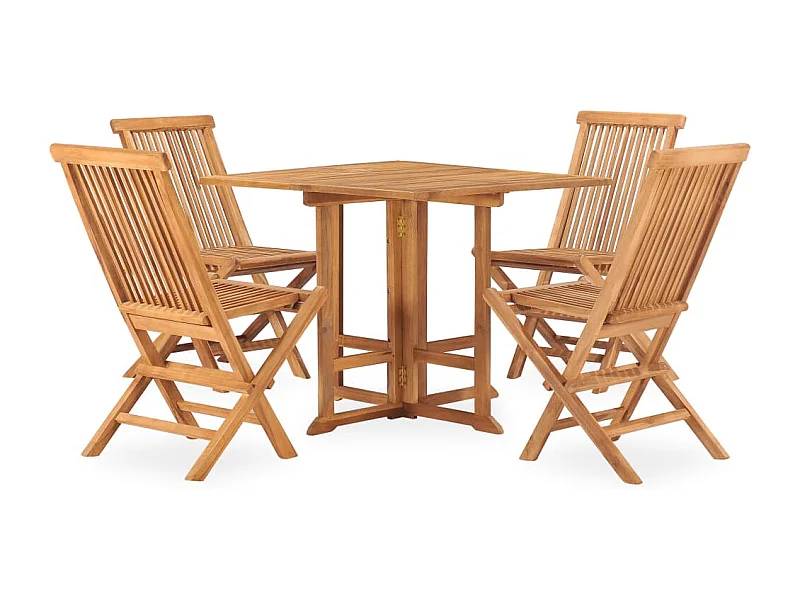 Glabbeek  Set de comedor de jardín plegable 5 pzas madera maciza de teca