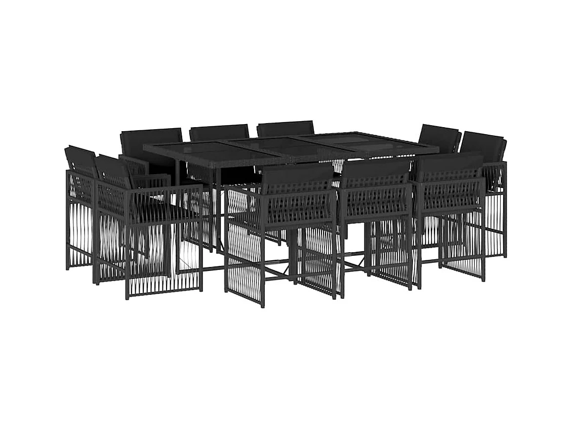 Maart  11-delige Tuinset met kussens poly rattan zwart