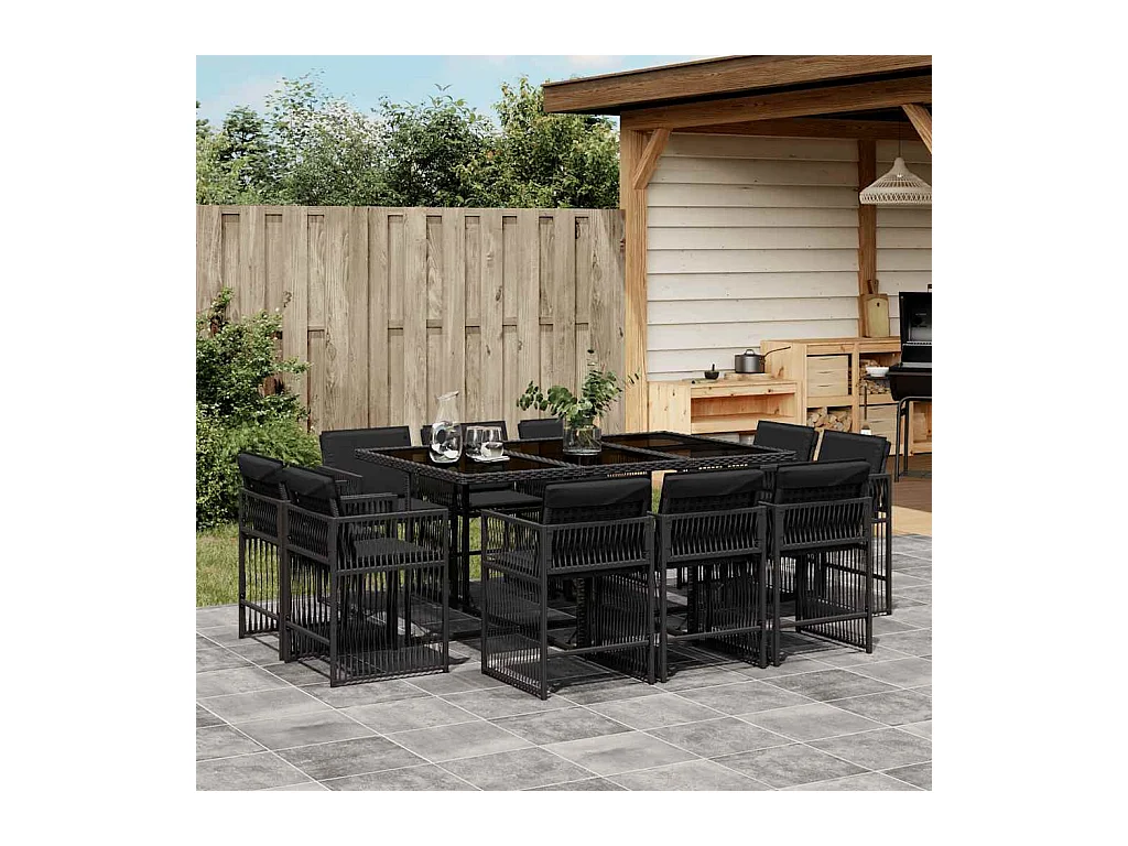 Maart  11-delige Tuinset met kussens poly rattan zwart