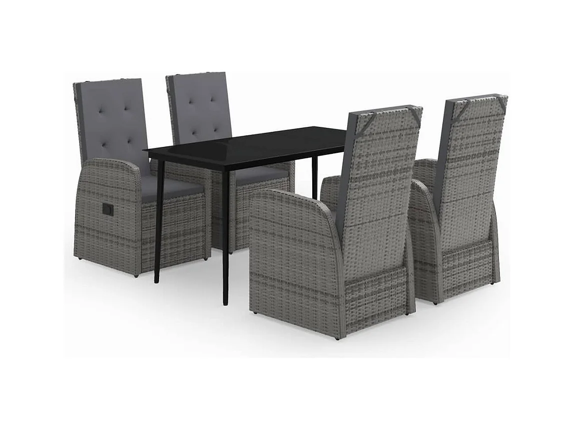 Mirella  Ensemble à manger de jardin avec coussins 5 pcs Gris