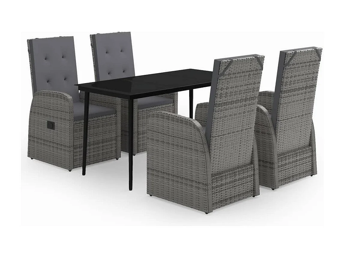 Mirella  Juego de comedor de jardín 5 piezas con cojines gris