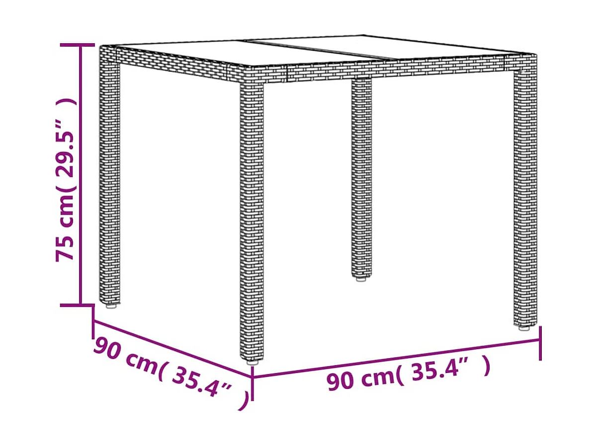 Les Mureaux  Ensemble à manger de jardin et coussins 3 pcs noir rotin acacia
