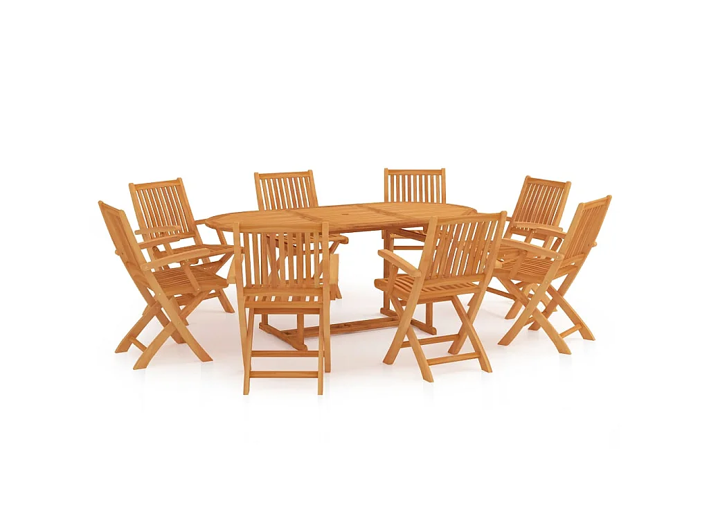 Kari  Conjunto de comedor de jardín 9 piezas madera maciza de teca