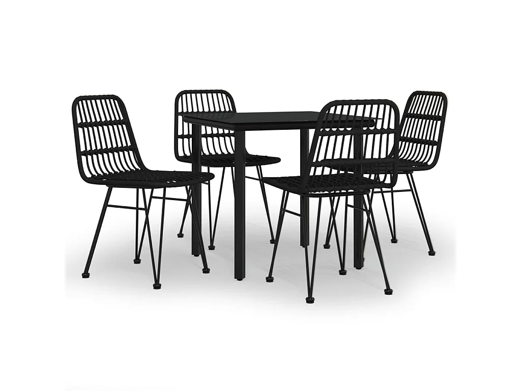Ballyhaise  Ensemble à manger de jardin 5 pcs Noir Résine tressée