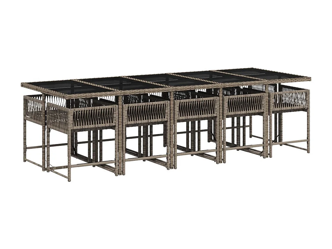 Sharif  11-delige Tuinset met kussens poly rattan grijs