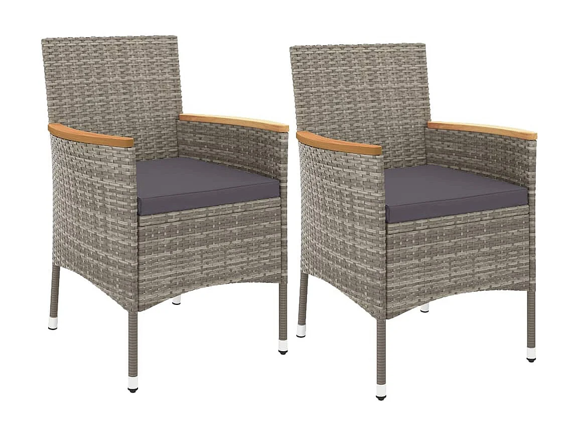 Prolenta Premium -  Ensemble à manger de jardin 3 pcs coussins gris résine tressée