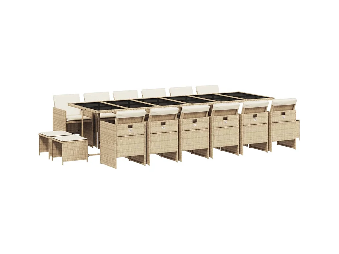 Steno  17-delige Tuinset met kussens poly rattan beige