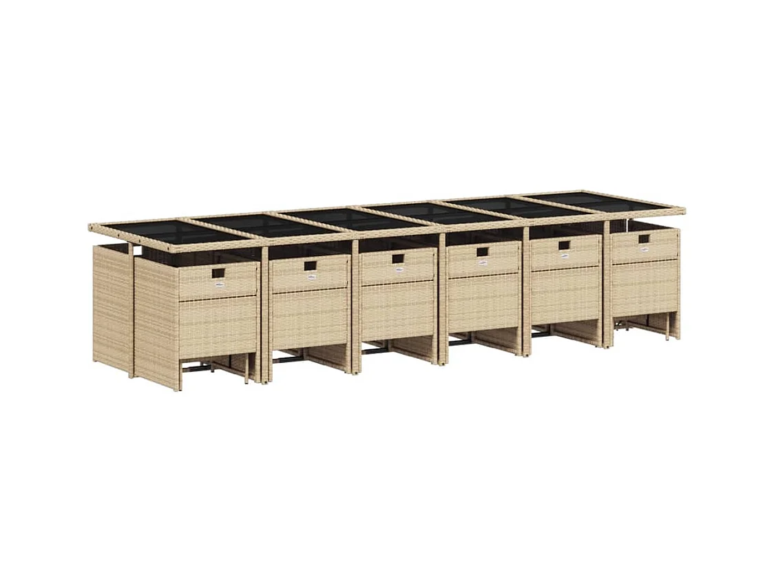 Steno  17-delige Tuinset met kussens poly rattan beige
