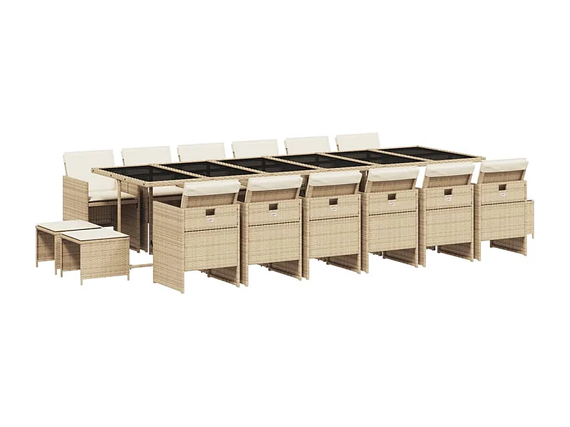 Steno  17-delige Tuinset met kussens poly rattan beige