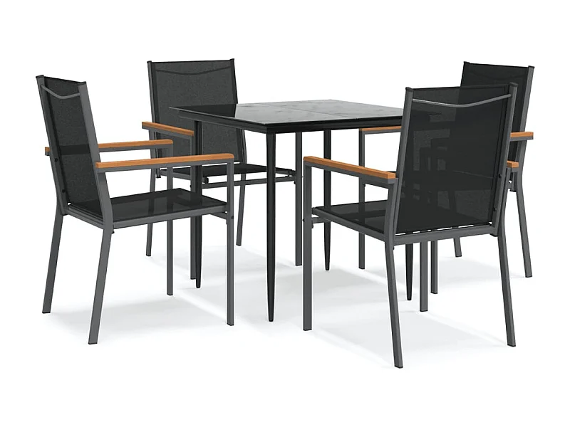 Varlen  5-delige Tuinset textileen en staal zwart