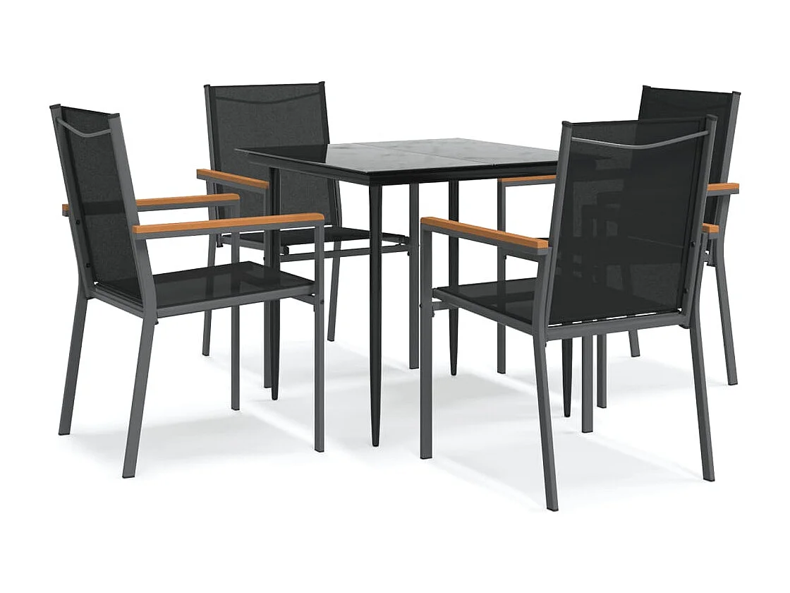 Varlen  5-delige Tuinset textileen en staal zwart