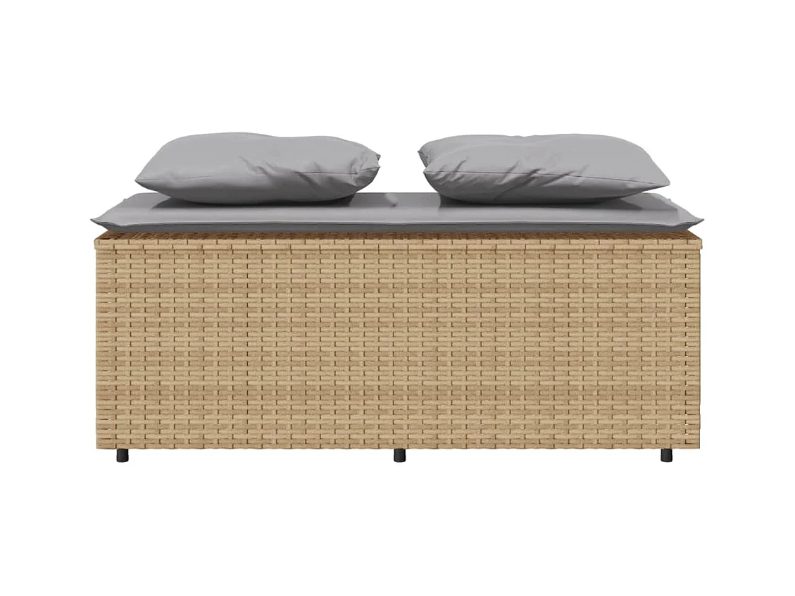 Zizo  Ensemble à manger de jardin et coussins 3 pcs Beige poly rotin