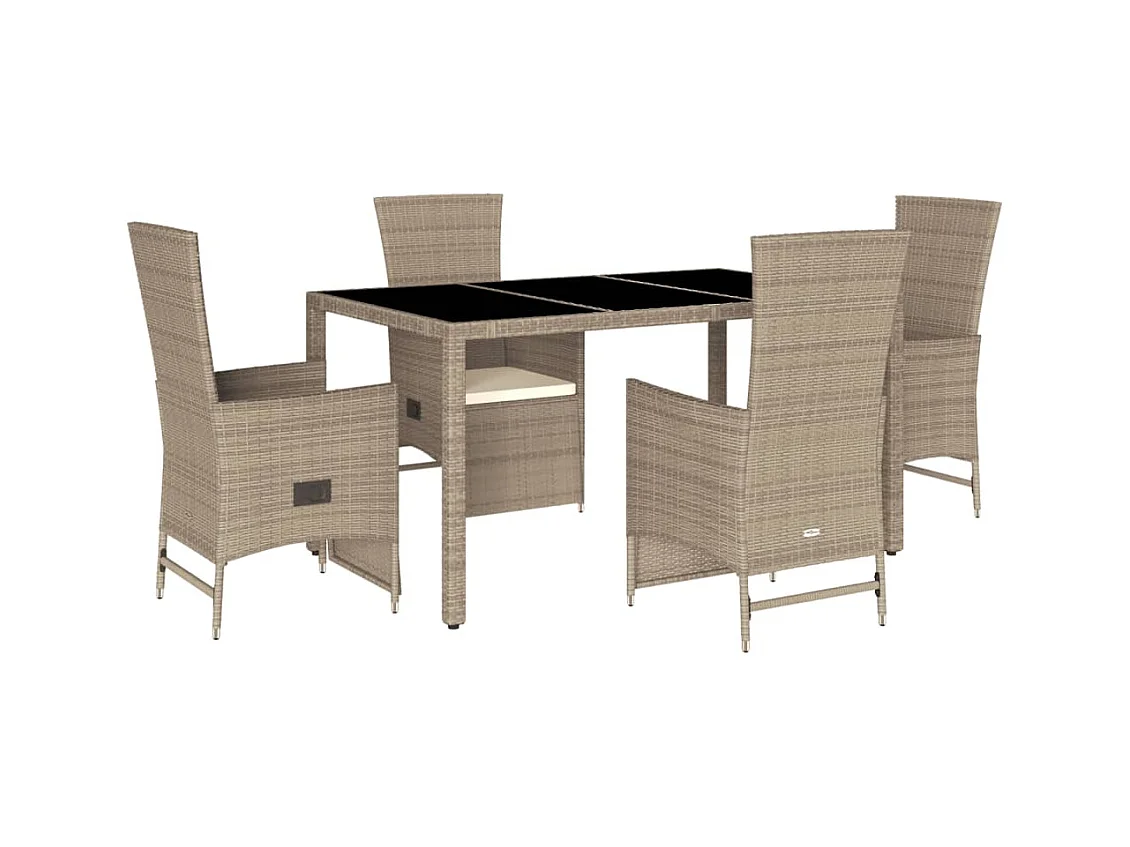 Barnesville  5-delige Tuinset met kussens poly rattan beige