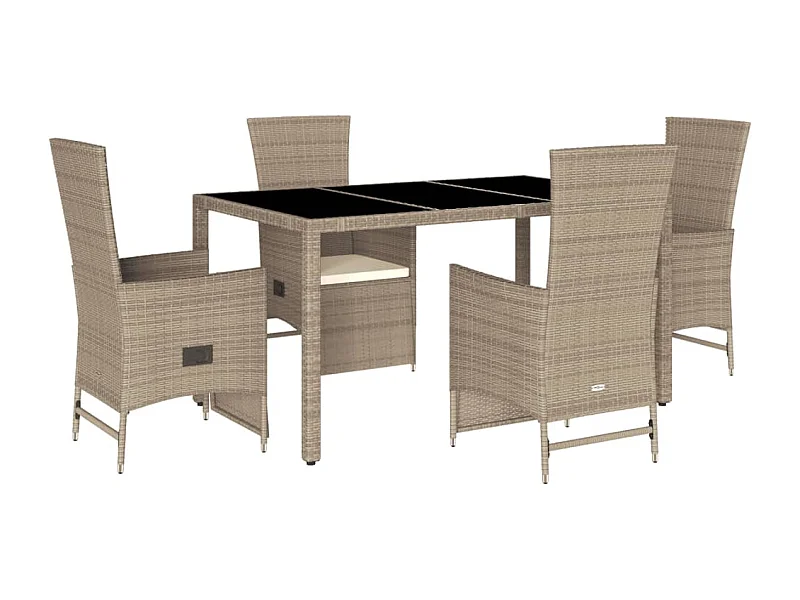 Barnesville  Ensemble à manger de jardin avec coussins 5pcs Beige poly rotin