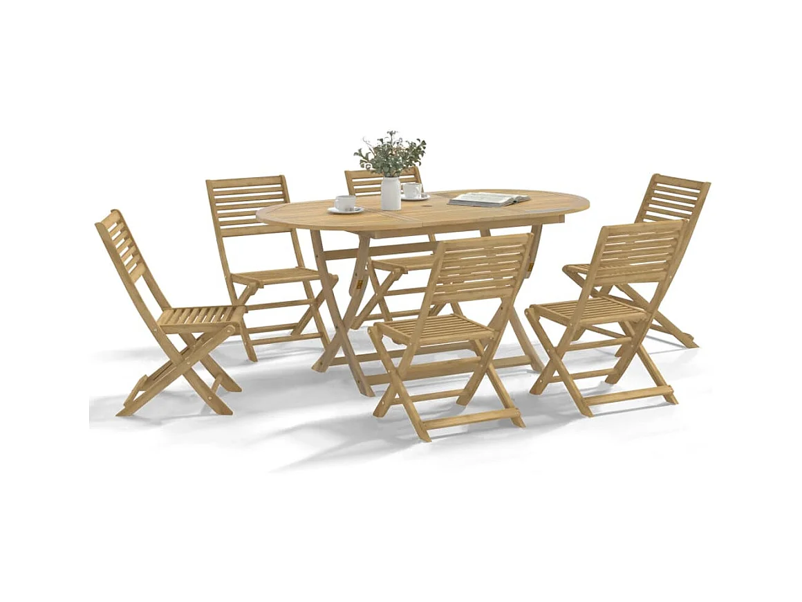 Halmstad  Ensemble à manger de jardin 7 pcs Bois d'acacia solide